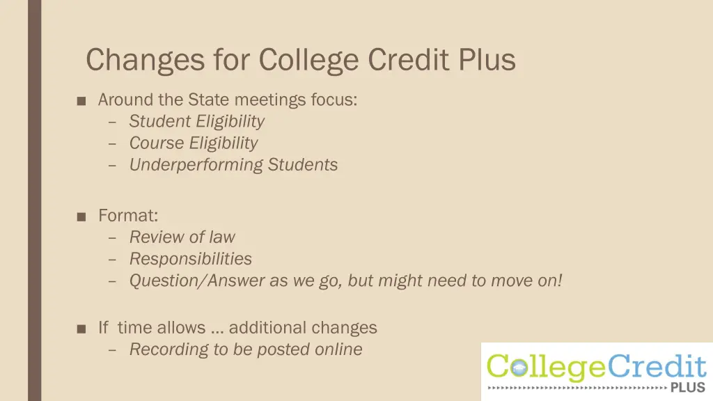 changes for college credit plus 4
