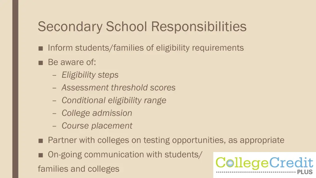 secondary school responsibilities