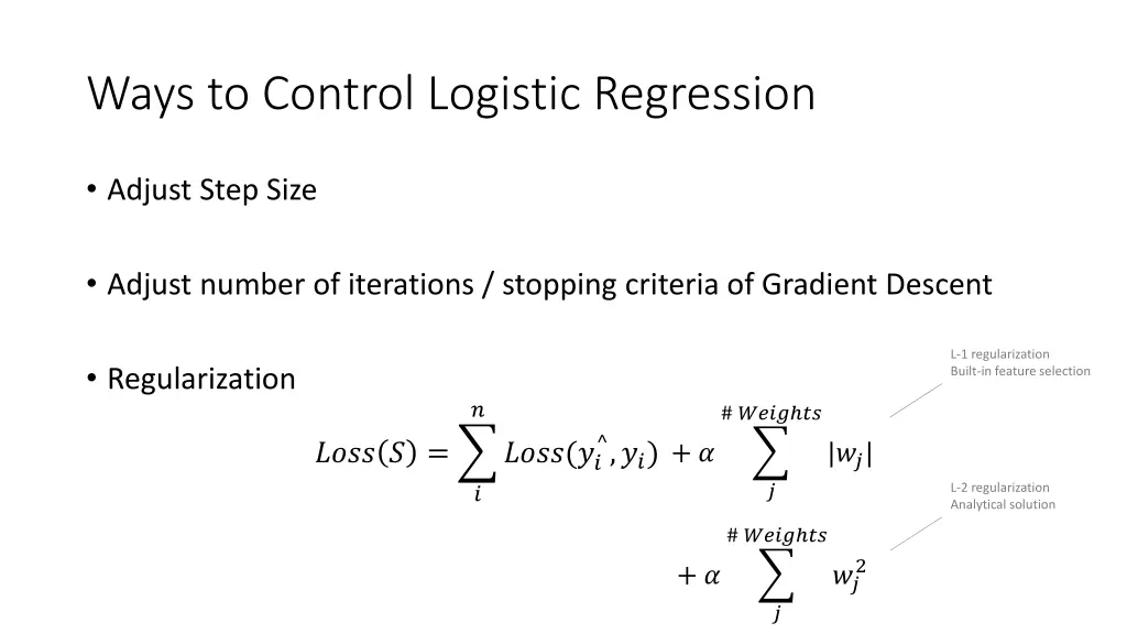 ways to control logistic regression