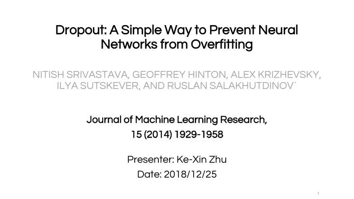 dropout a simple way to prevent neural dropout