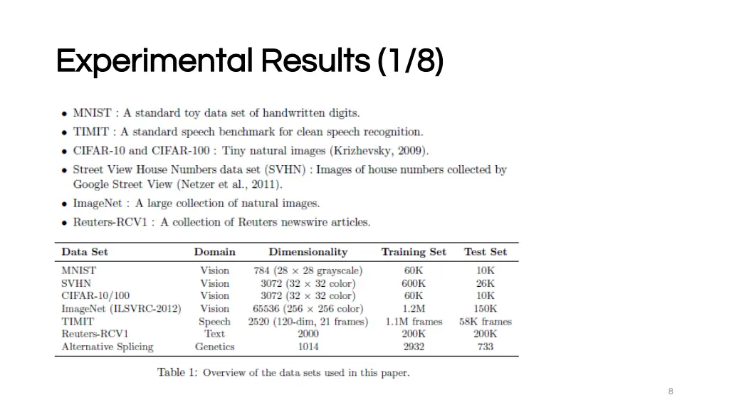 experimental results experimental results 1 8