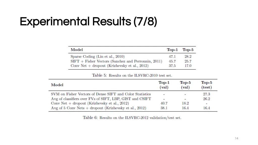 experimental results experimental results 7 8