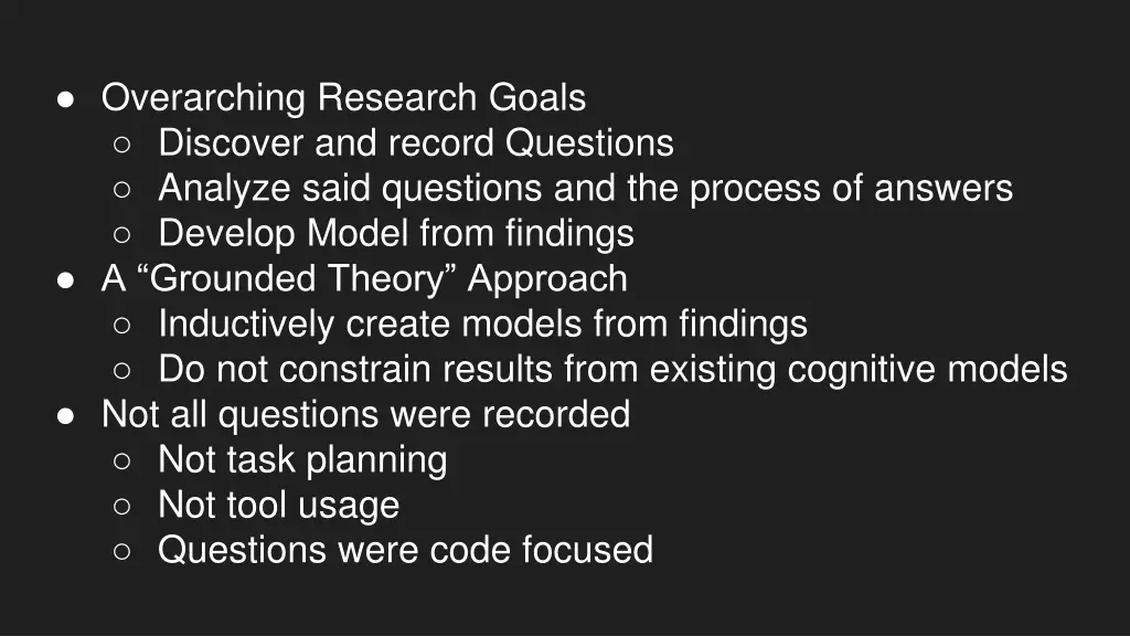 overarching research goals discover and record