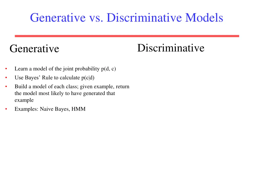 generative vs discriminative models