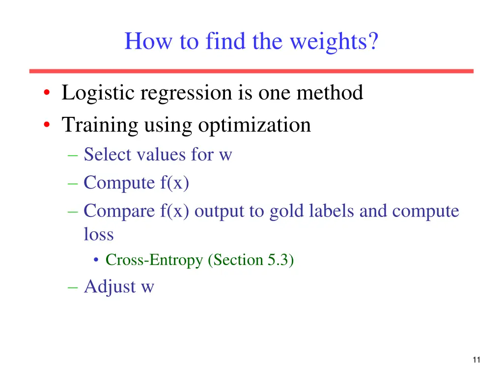 how to find the weights