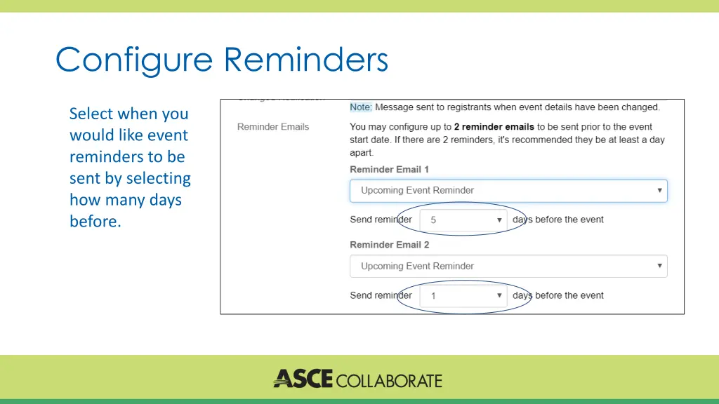 configure reminders