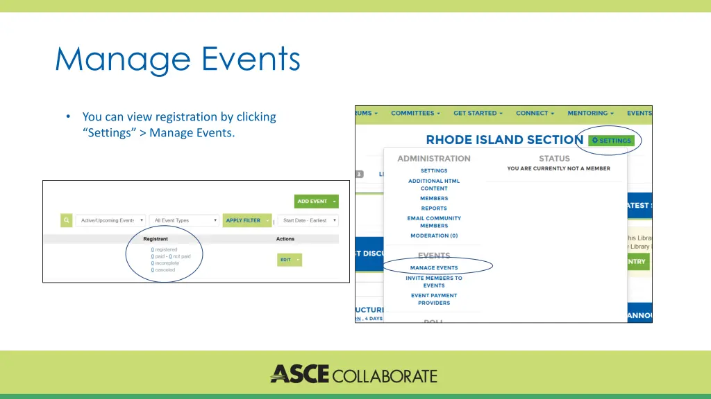 manage events