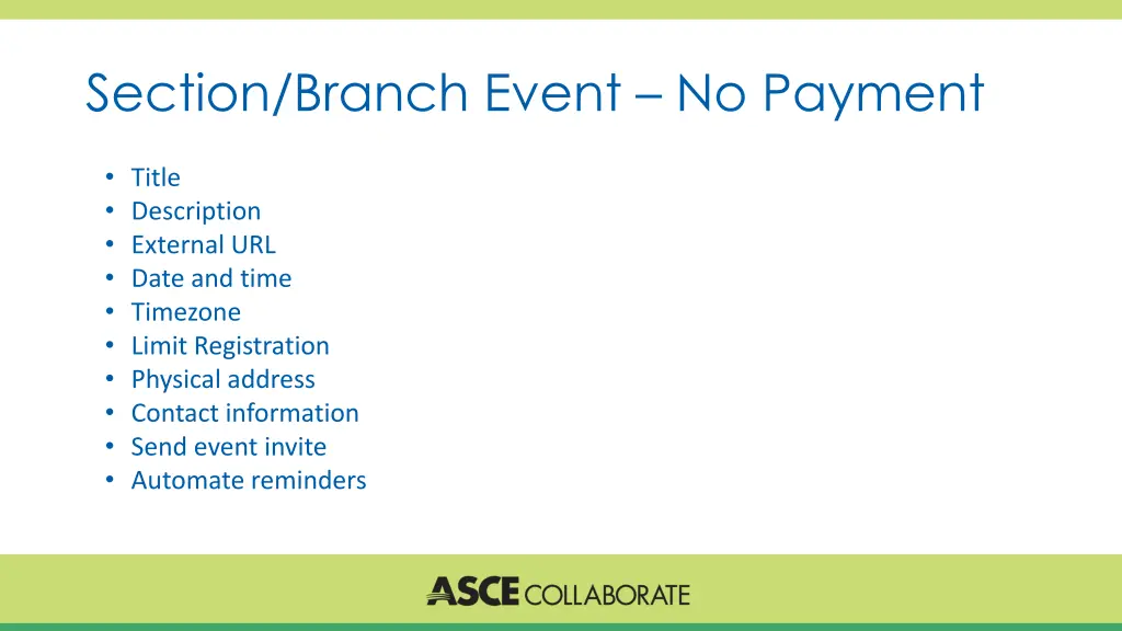section branch event no payment