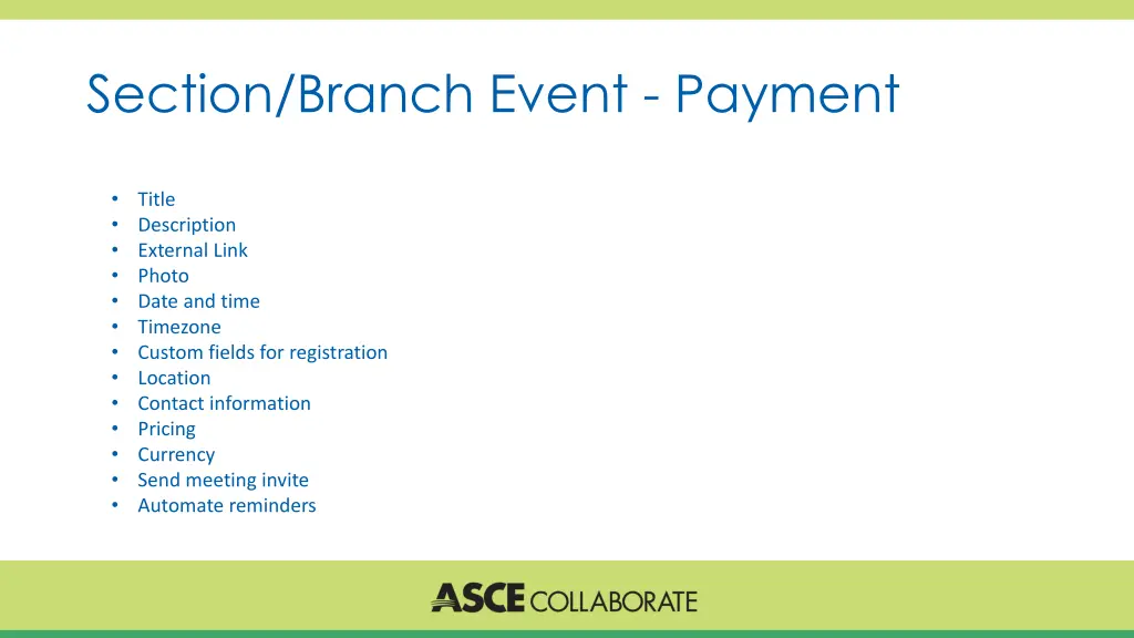 section branch event payment