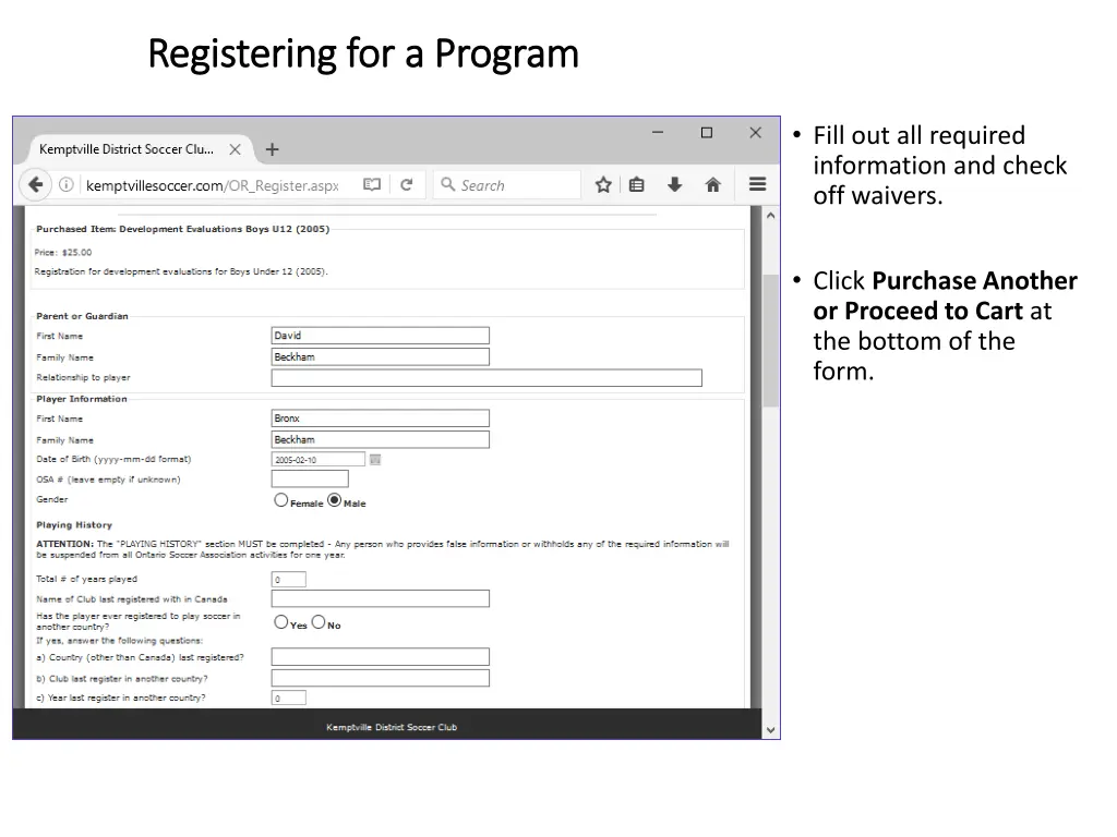 registering for a program registering 1