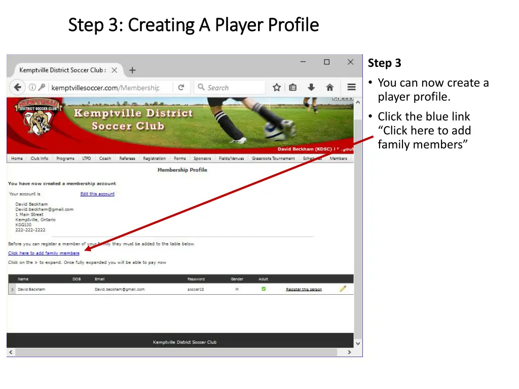 step 3 creating a player profile step 3 creating