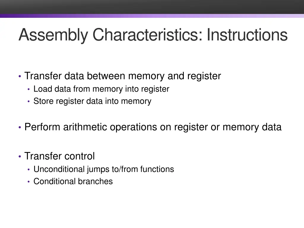 assembly characteristics instructions