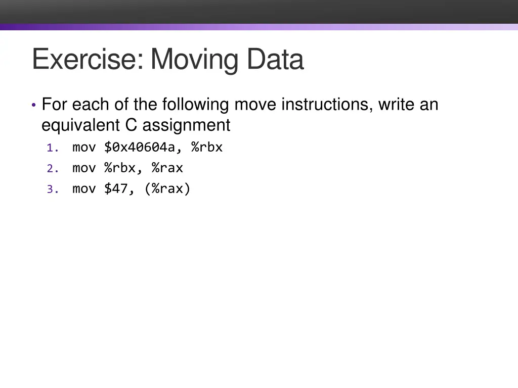 exercise moving data
