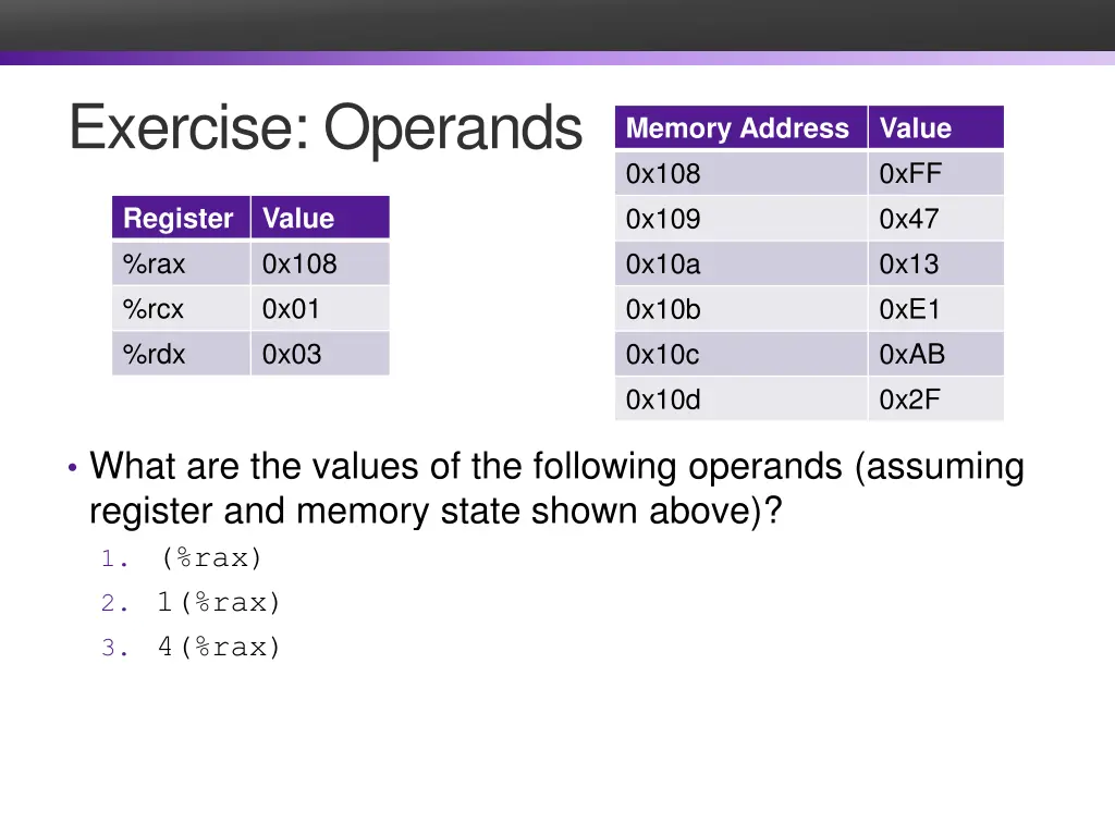 exercise operands 1