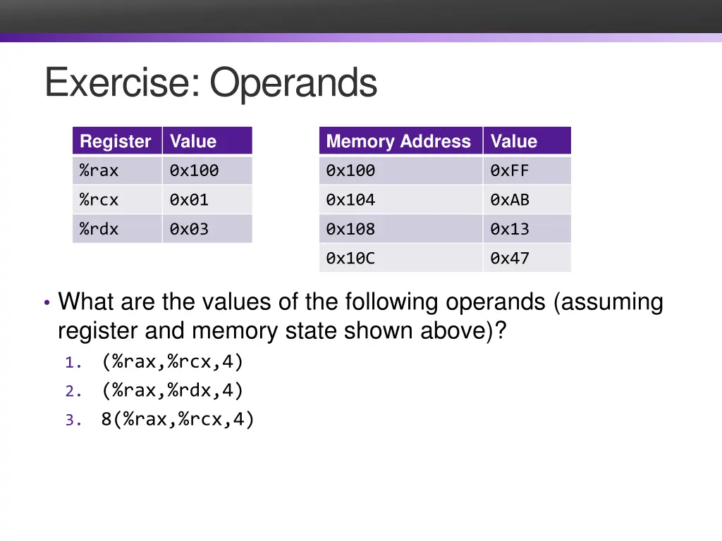 exercise operands 2