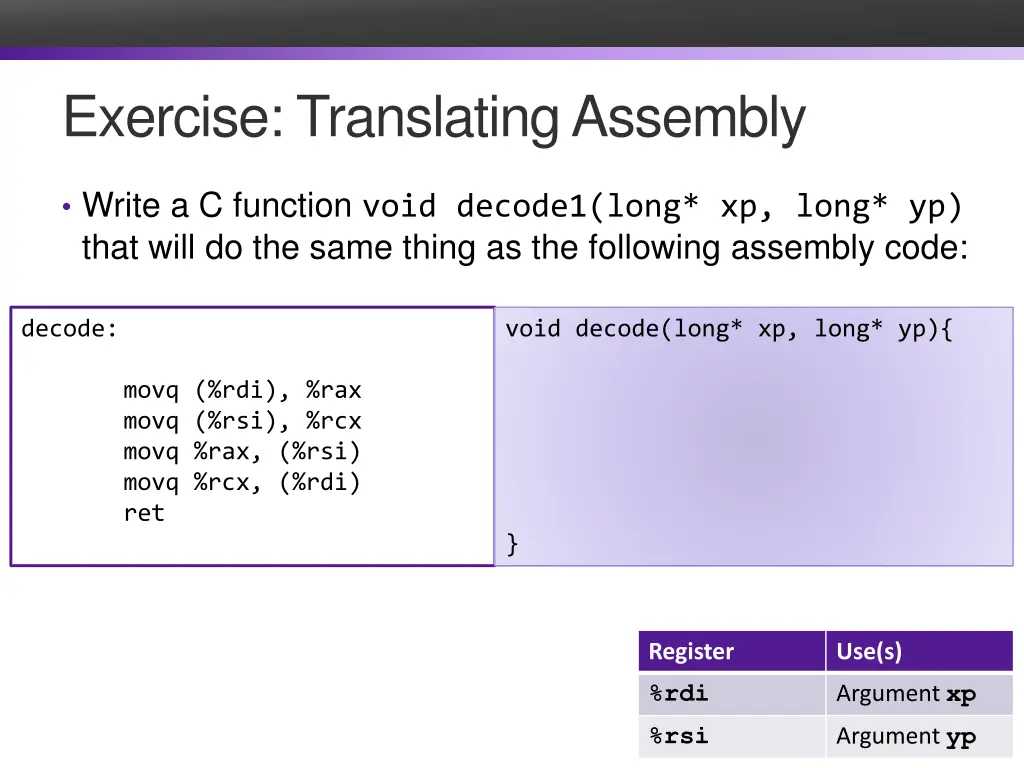 exercise translating assembly