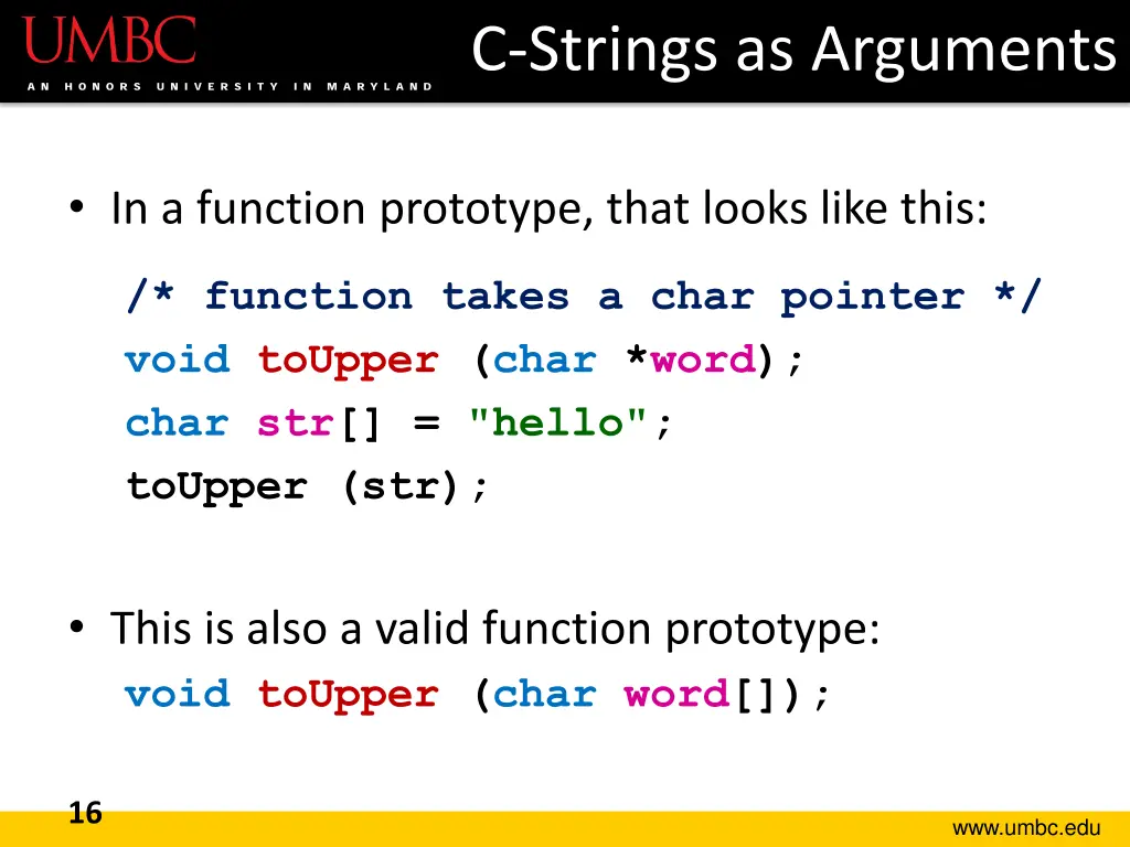 c strings as arguments