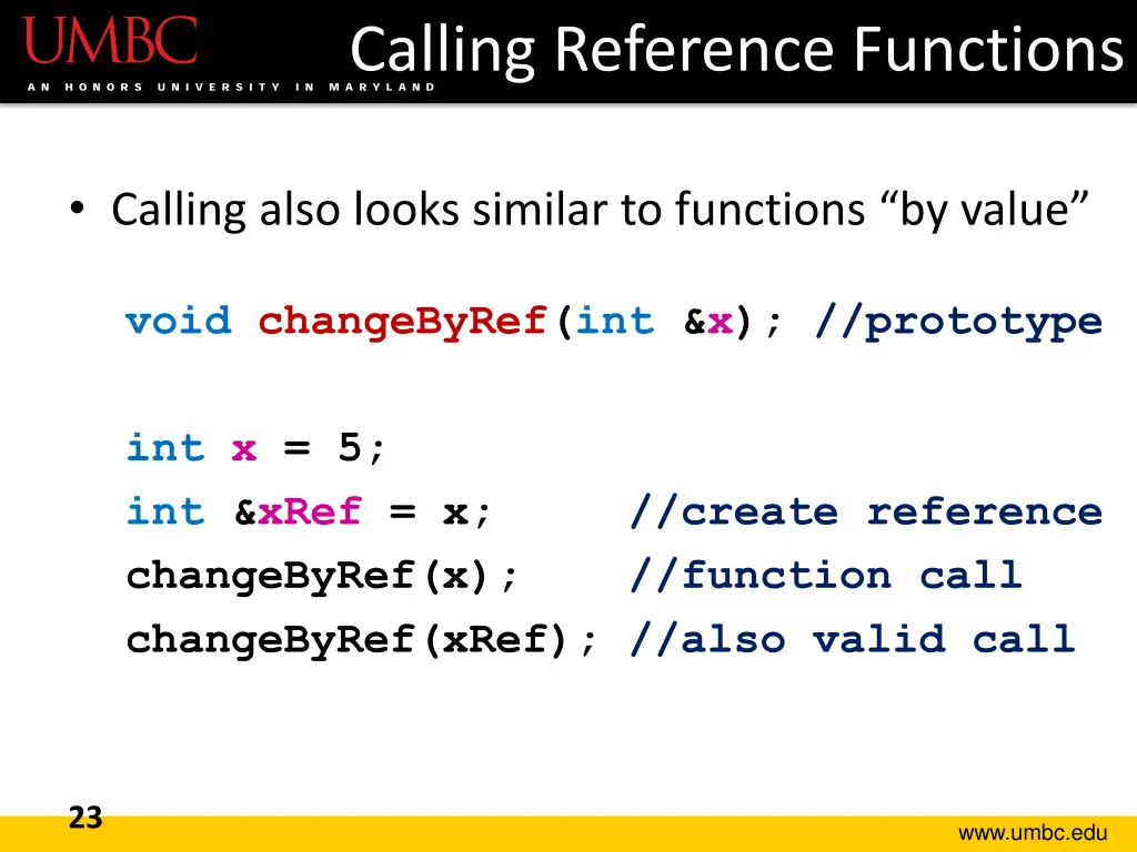 calling reference functions