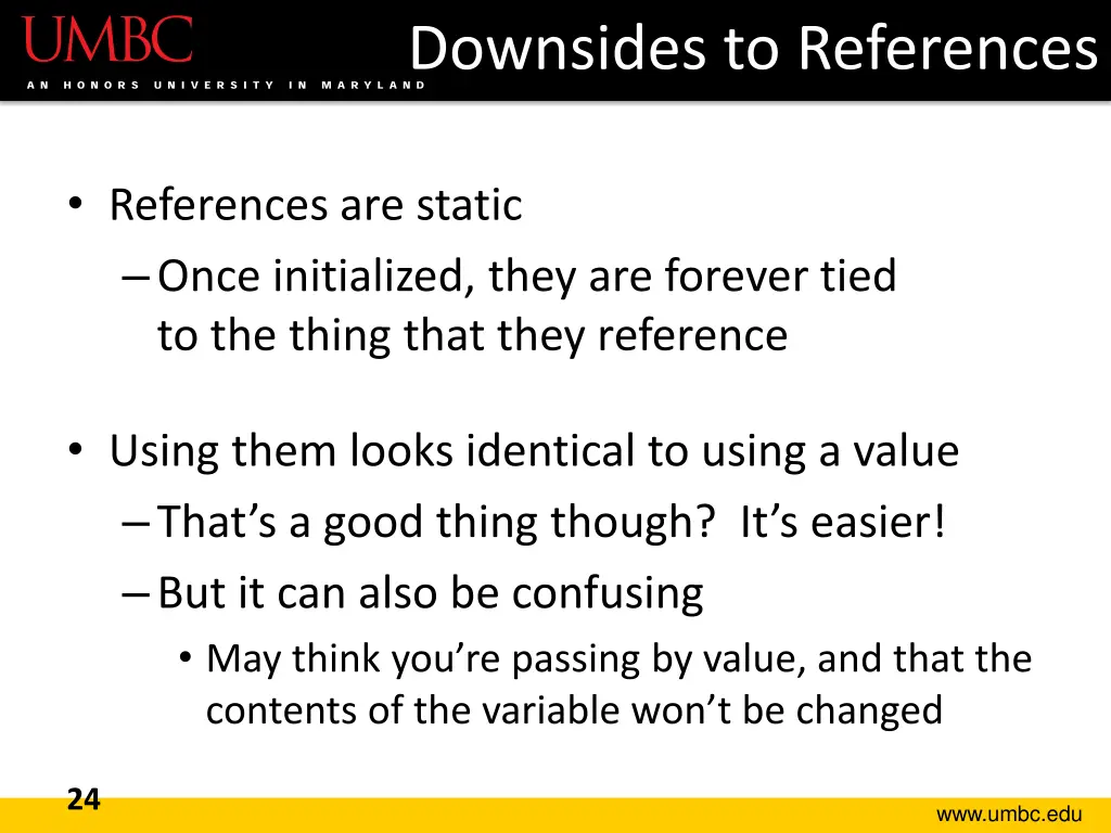 downsides to references