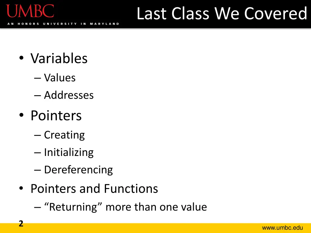last class we covered