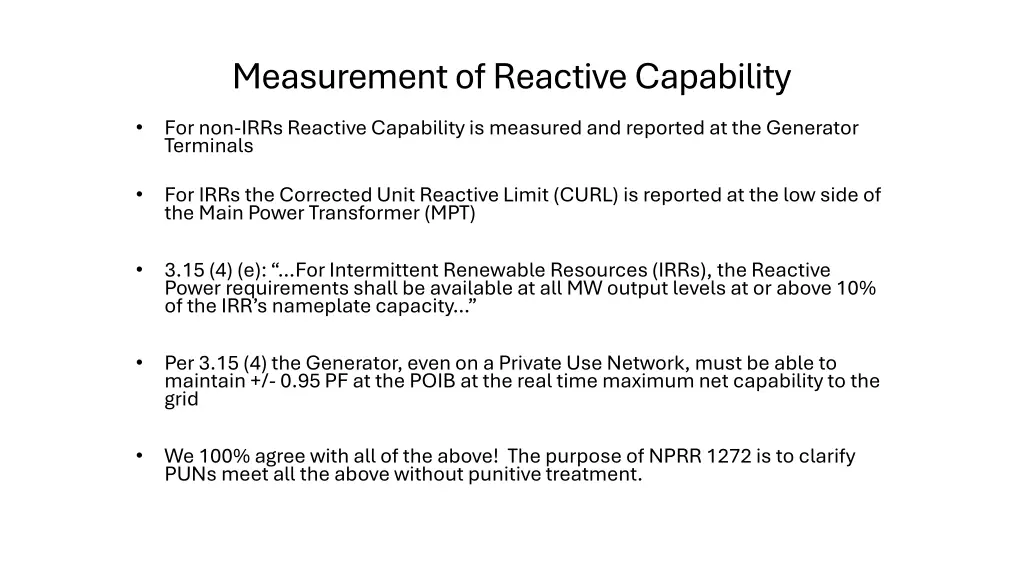 measurement of reactive capability