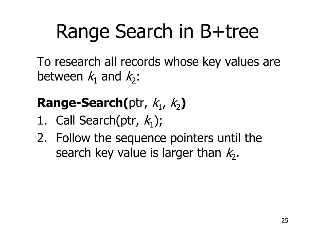range search in b tree 1