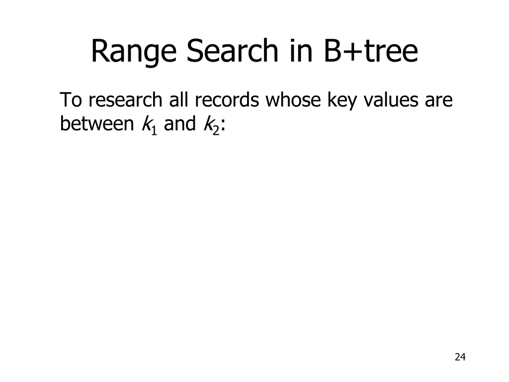 range search in b tree
