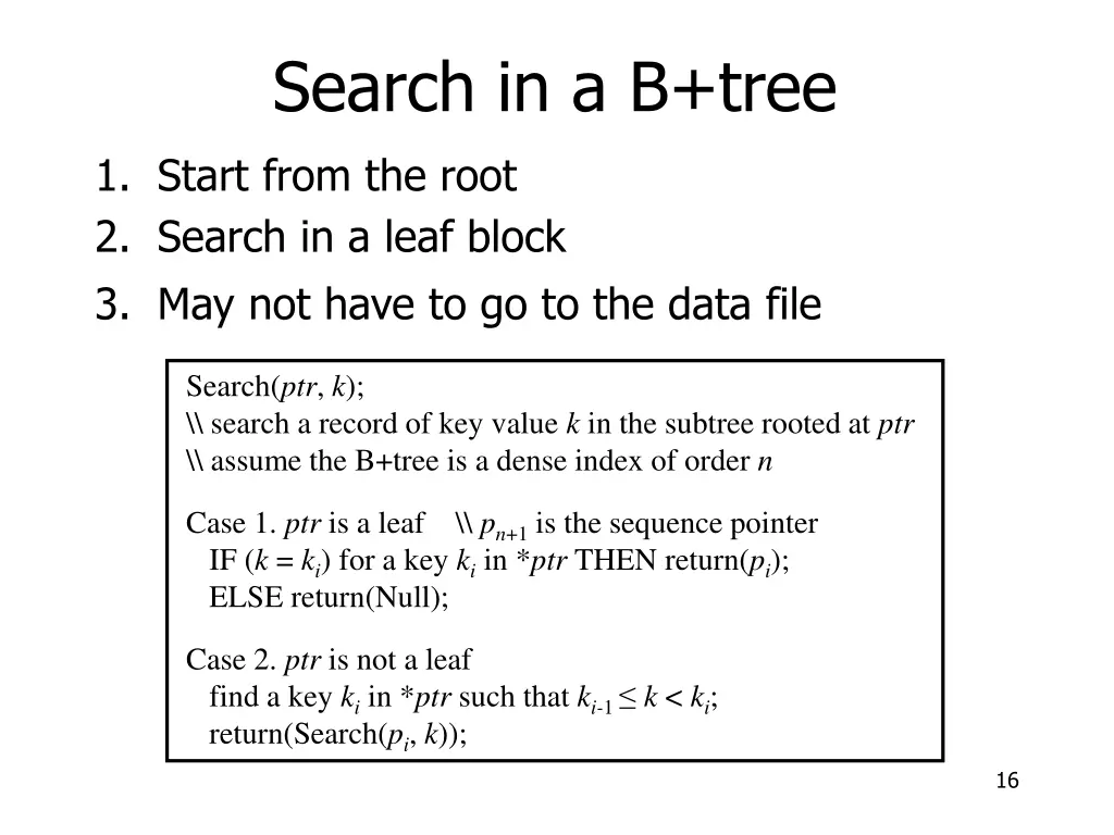 search in a b tree
