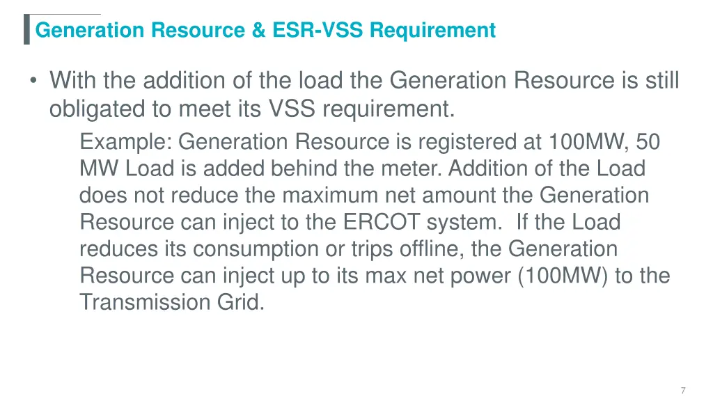 generation resource esr vss requirement