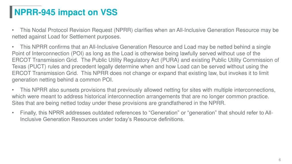 nprr 945 impact on vss