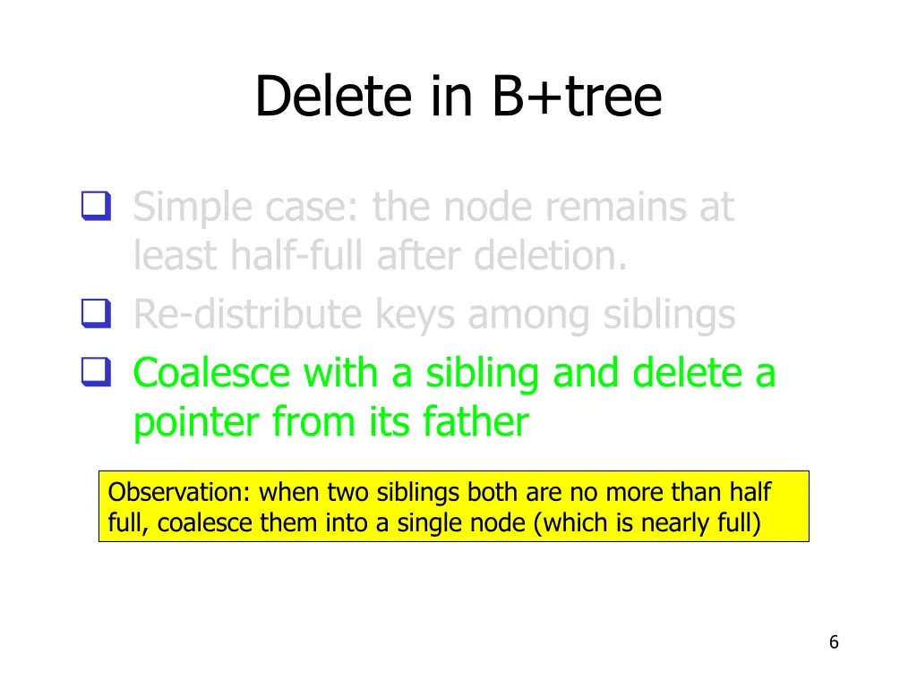 delete in b tree