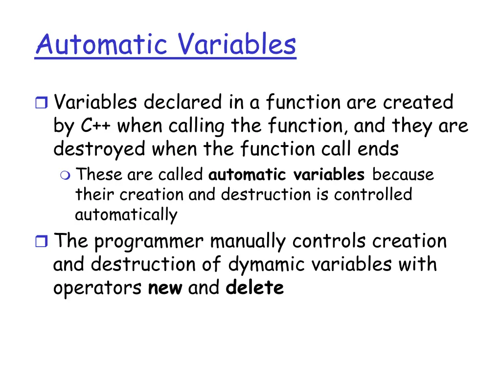 automatic variables