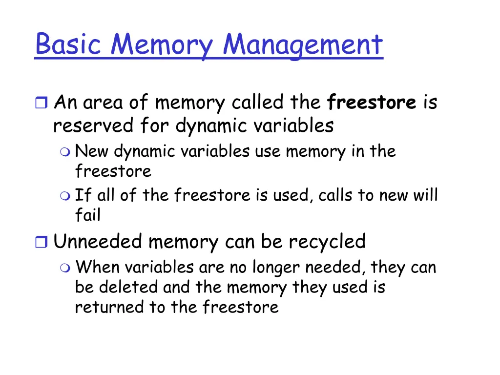 basic memory management