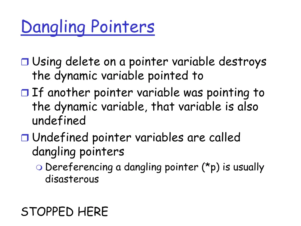dangling pointers