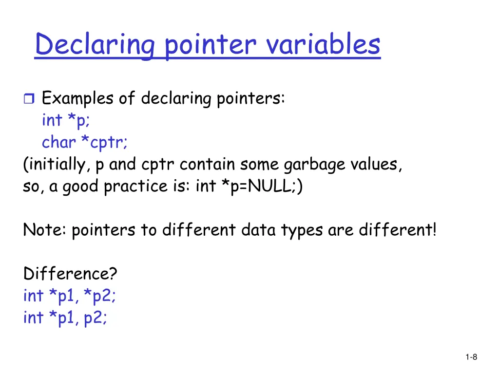 declaring pointer variables
