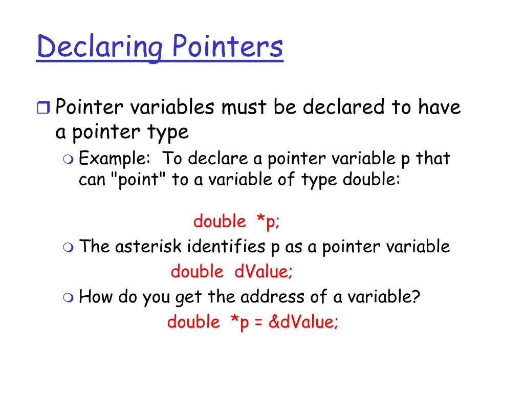 declaring pointers
