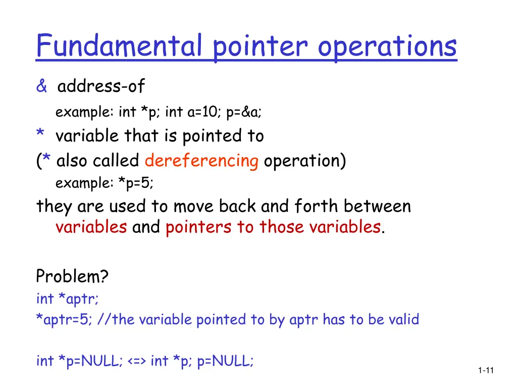 fundamental pointer operations