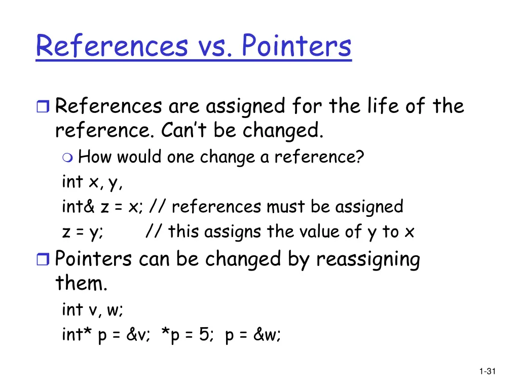 references vs pointers