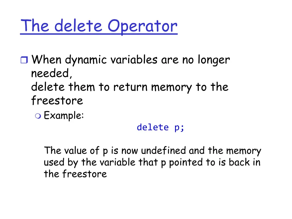 the delete operator