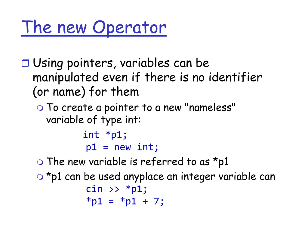 the new operator