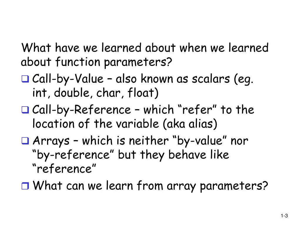 what have we learned about when we learned about 1