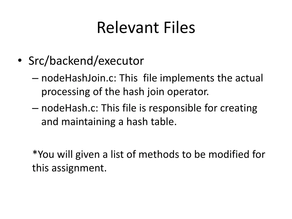 relevant files