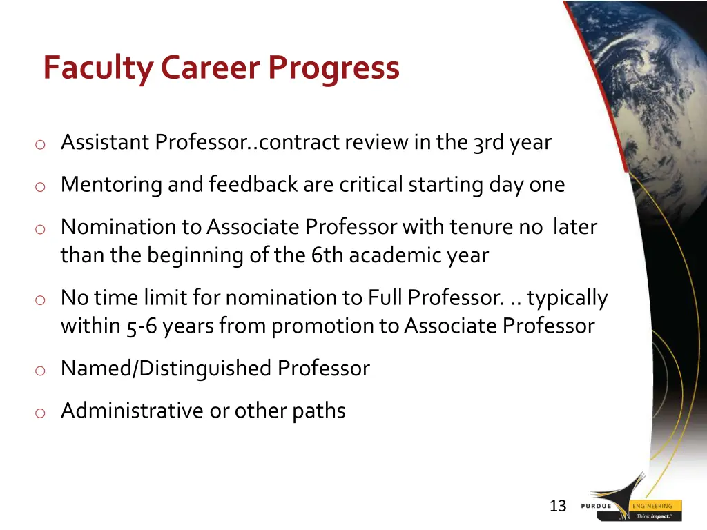 faculty career progress