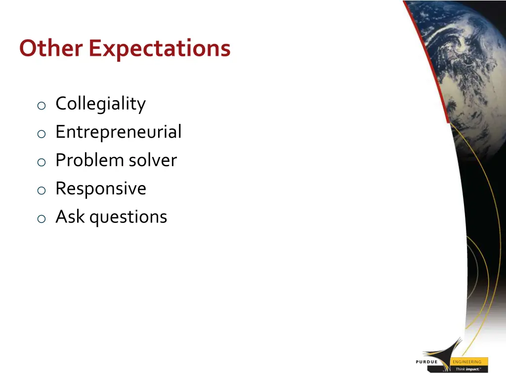 other expectations