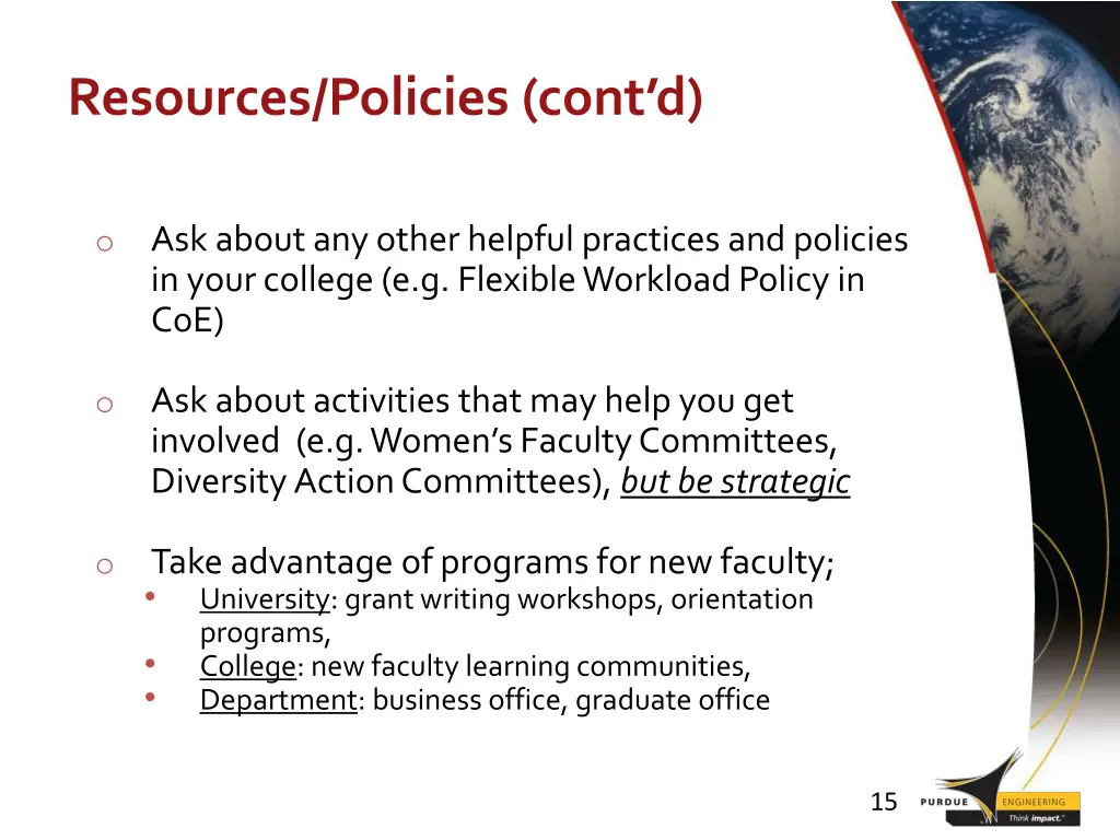 resources policies cont d