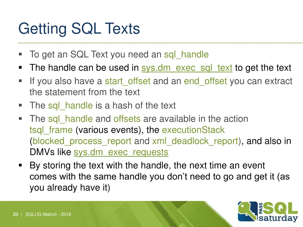 getting sql texts