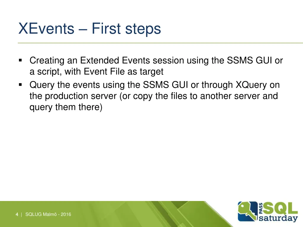 xevents first steps