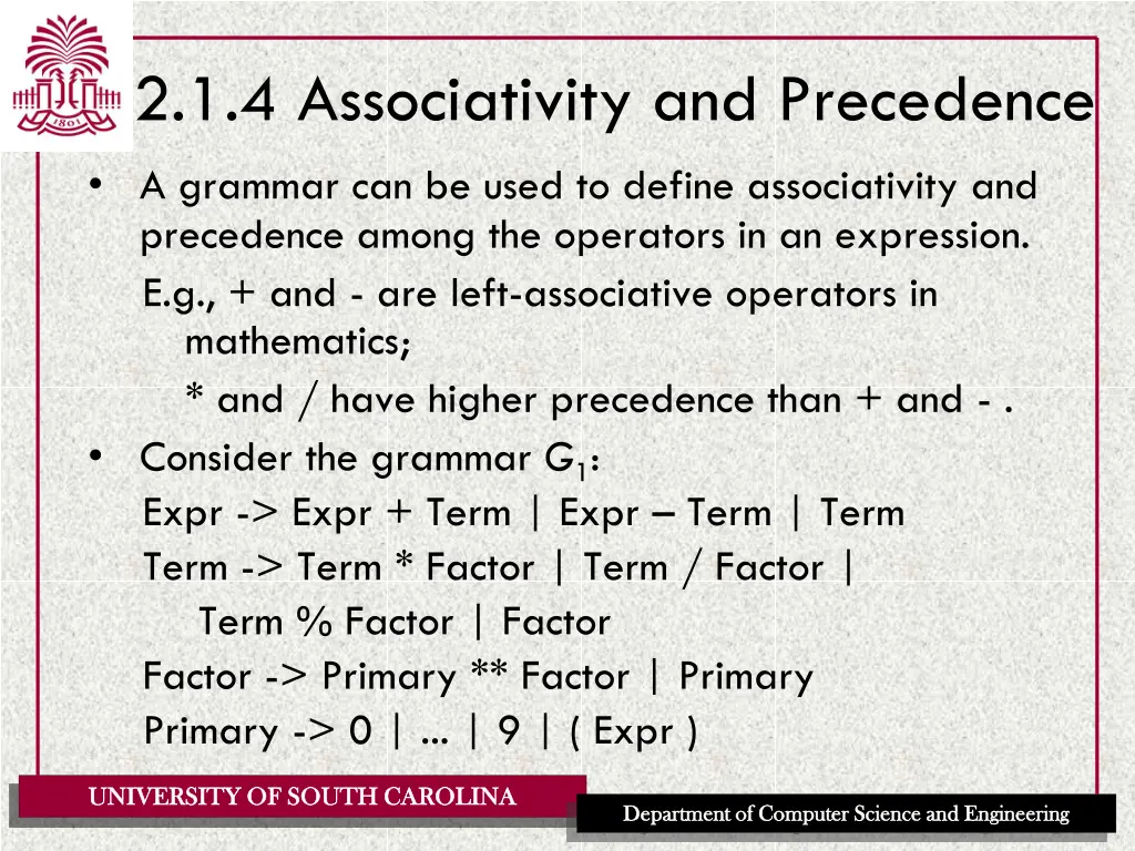 2 1 4 associativity and precedence