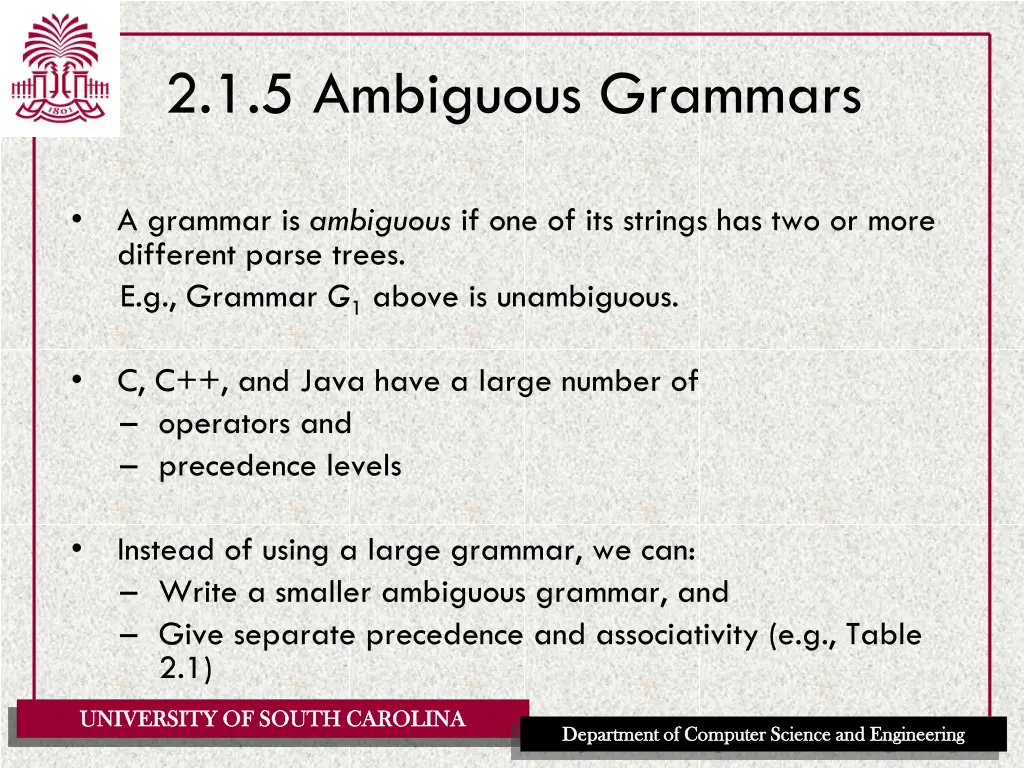 2 1 5 ambiguous grammars