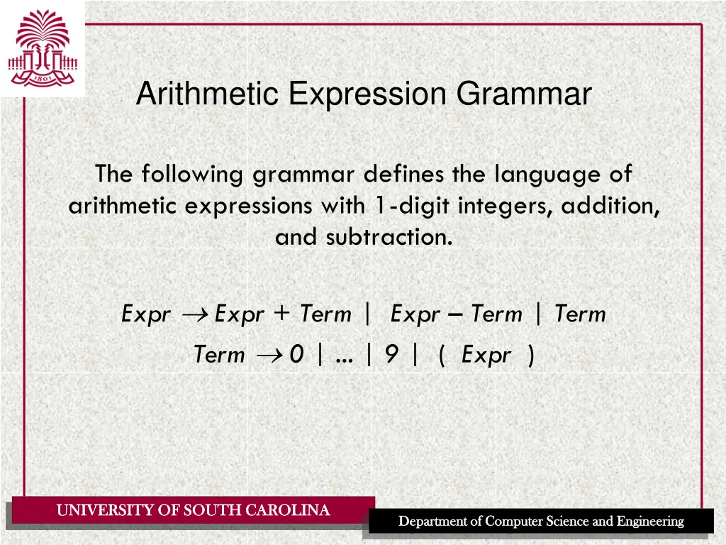 arithmetic expression grammar